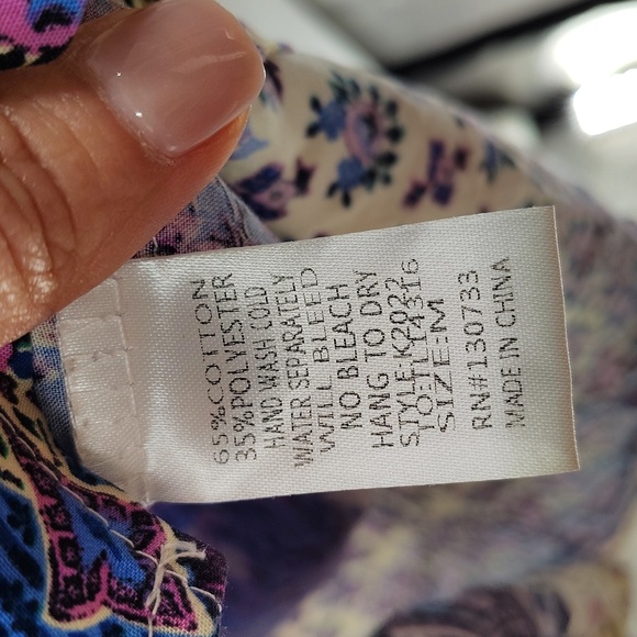 Umgee Shift Dress Size Medium Three Quarter Sleeve wTie Vibrant Pink Blue Colors - Picture 2 of 5